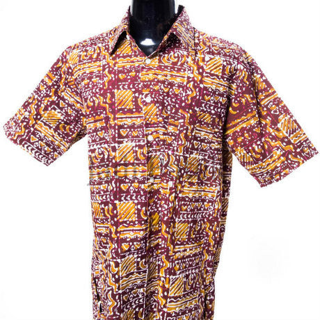 Maroon and Orange Batik Shirt