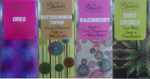 Chocolate Bar 4 pcs By Shweets Chocolates